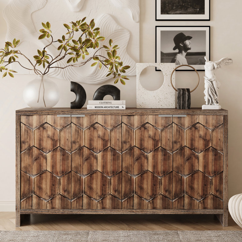 Armoire de rangement en bois à 4 portes Accent