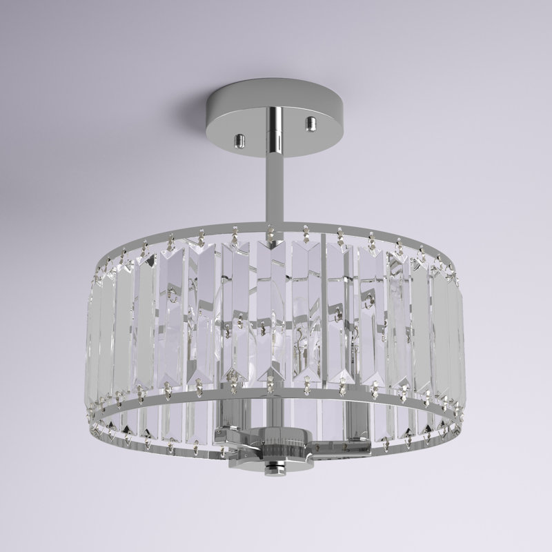 Plafonnier semi-encastré 3 lumières 12 po Abbey, Chrome
