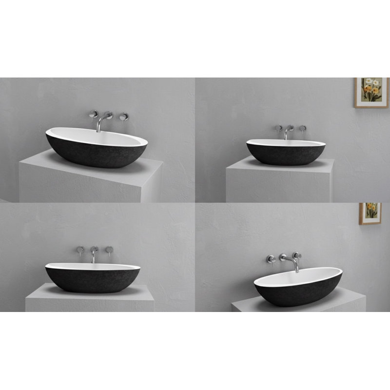 Vast Studio Vessel Sink – Oval Countertop Basin with Smooth Interior, Metallic Luxury Finish & Modern Spa-Inspired Sculpted Design