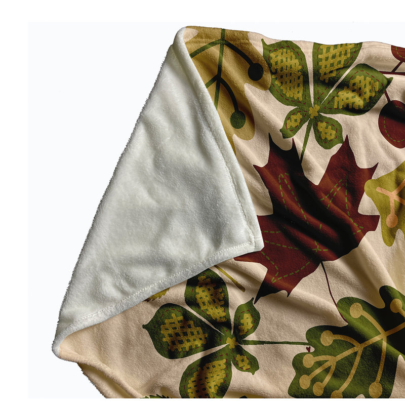 Fall Leaves 30" x 40" Autumn Throw Blanket, 30" W x 39.75" L, Olive