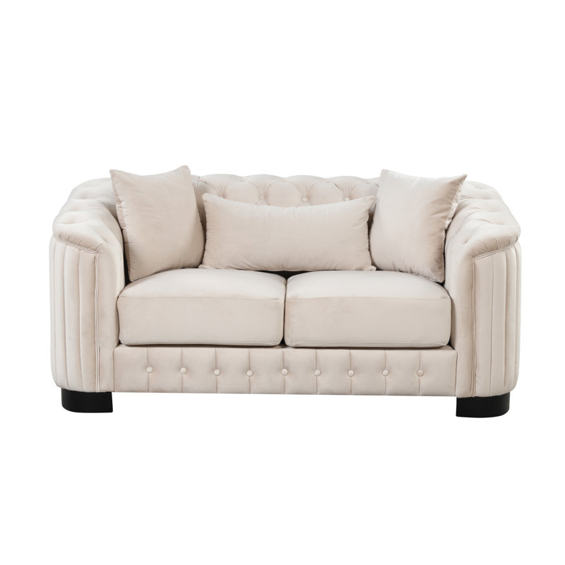 Jaselyn 64'' Velvet Loveseat, Beige