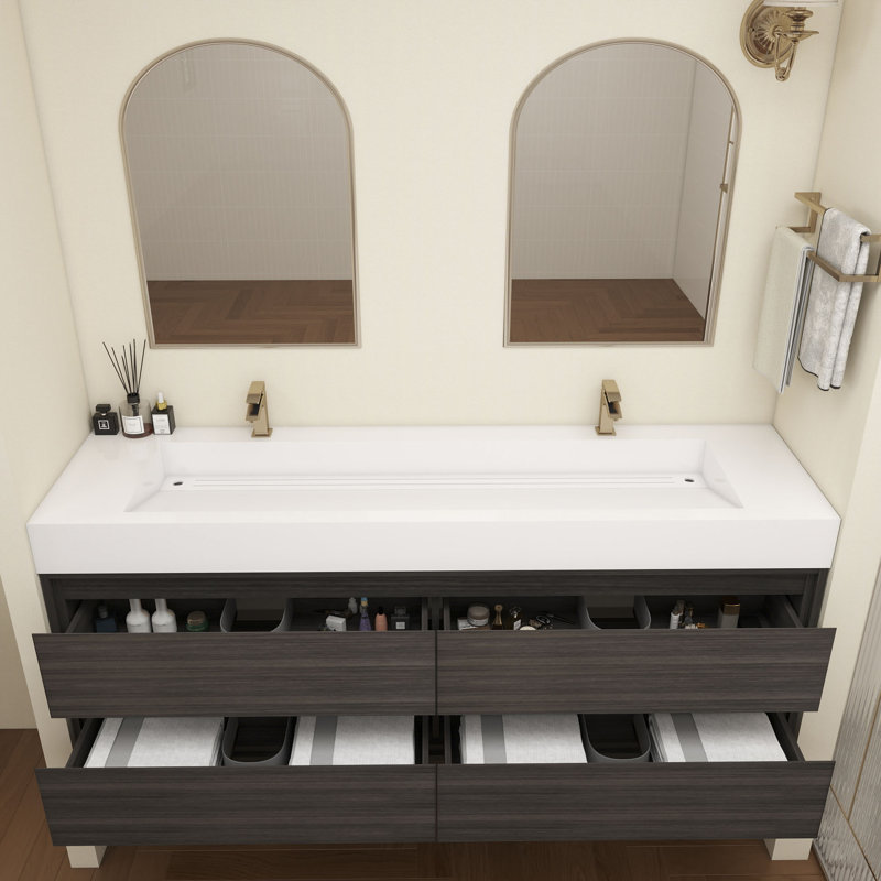 Base de meuble-lavabo Victoria seulement, Gris / Chêne