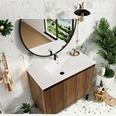 Meuble-lavabo et lavabo durables 36 po, bois aggloméré, conception de salle de bain moderne