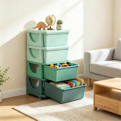 Modern Toy Storage Drawers,Tier Playroom Organizer,Child-Friendly Storage Tower,Space-Saving Vertical Drawer Unit