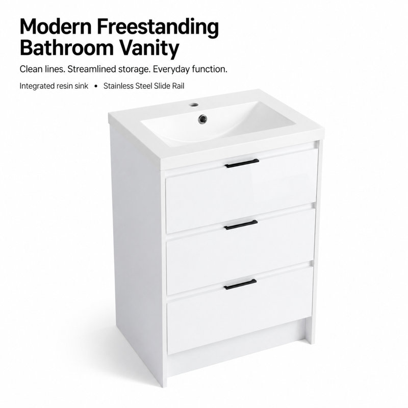 Meuble-lavabo autoportant 24 "Cube