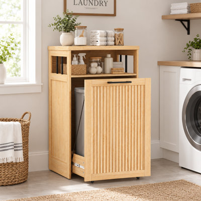 13-Gal Pull-Out Trash Cabinet with Fluted Front