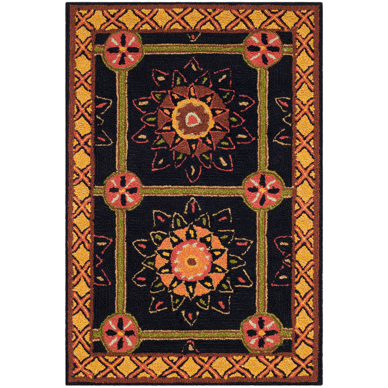 Michiko Hand Hooked Performance Geometric Rug, Rectangle 2' x 3'