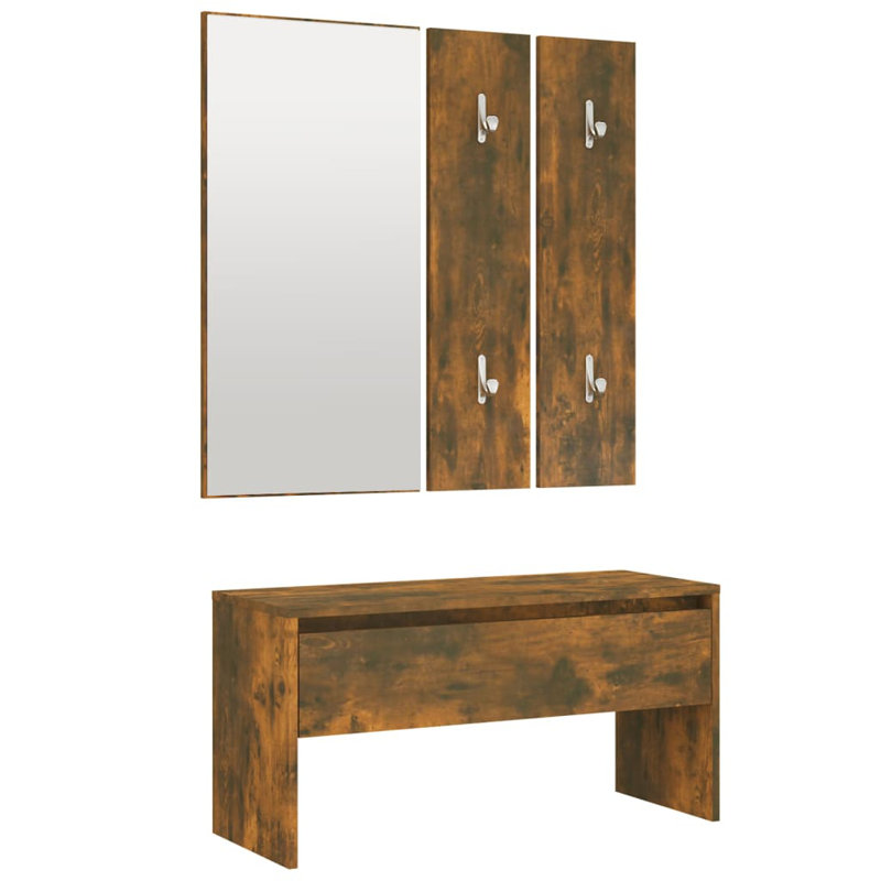 Ivens vidaXL Hallway Furniture Set Engineered Wood, Smoked Oak