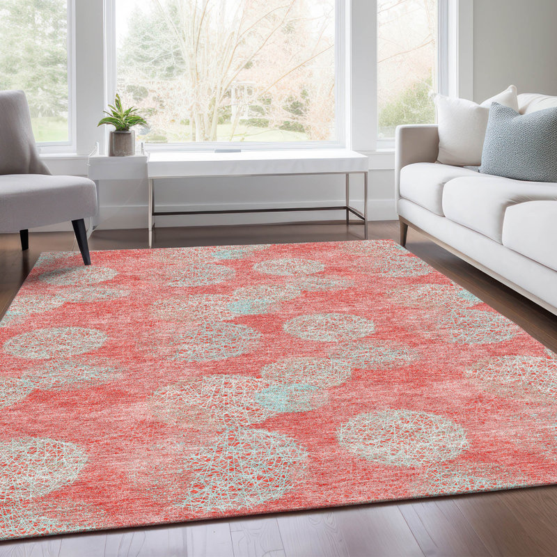 Tapis saumon Prisco lavable à la machine de qualité supérieure, Rectangle 9 pi x 12 pi