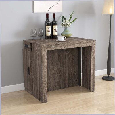 Table de salle à manger extensible moderne multifonctionnelle avec prise de courant, table extensible peu encombrante avec rangement pour les fêtes, les mariages, les réunions et les célébrations