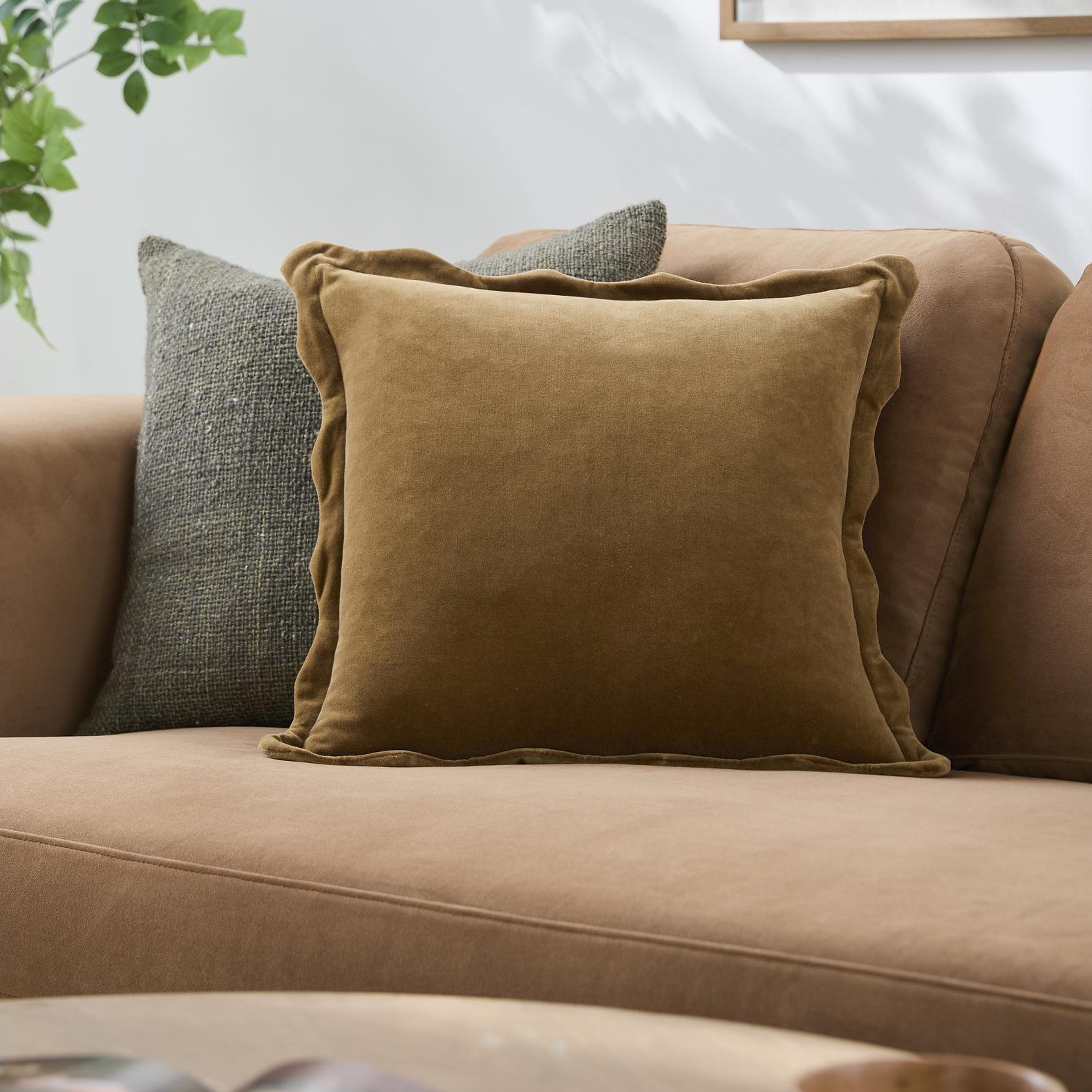 Collier Cotton Pillow Cover, 20"H x 20"W, Polyester, Tan