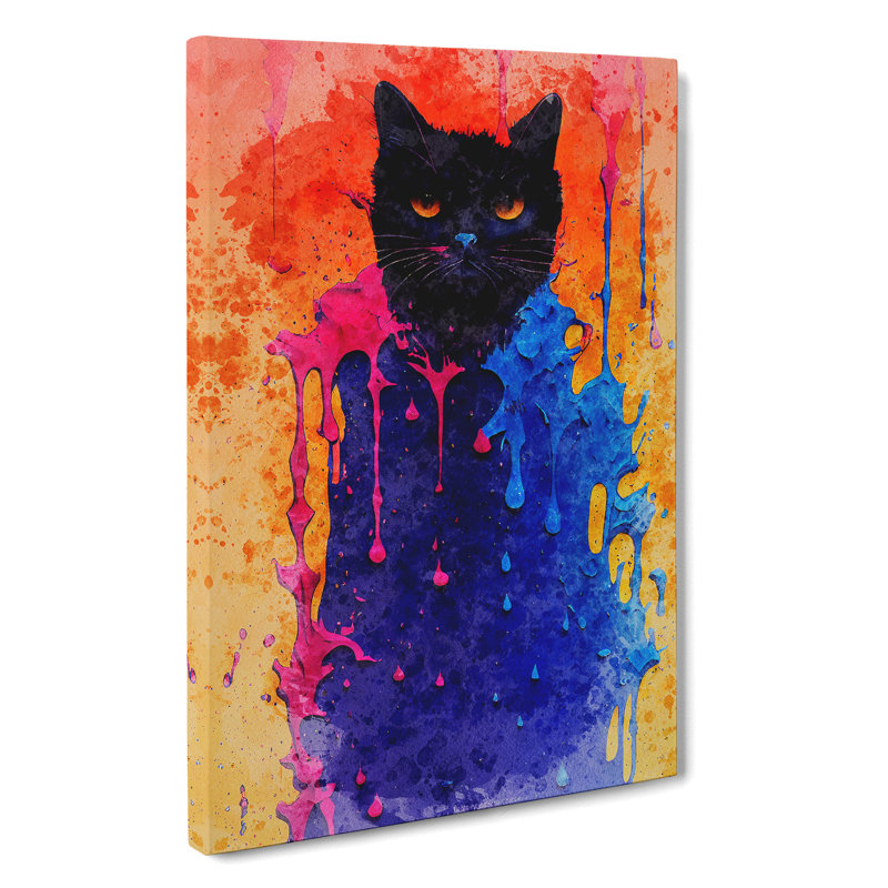 Painted Cat No.4 - Wrapped Canvas Painting, 60cm H x 40cm W x 3cm D
