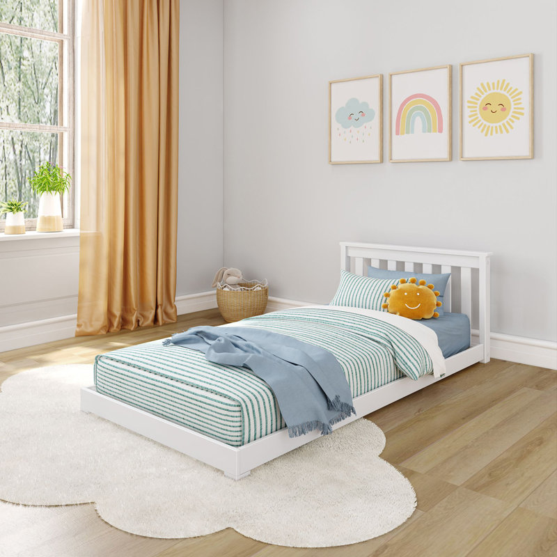 Classic Twin Floor Bed, White