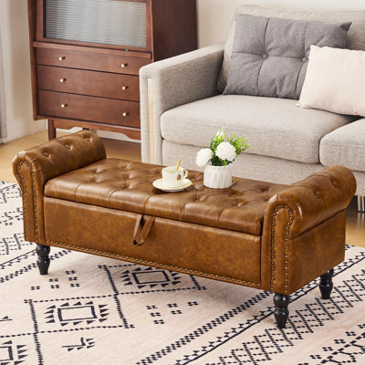 Banc de rangement 51 po avec capitonnage à boutons