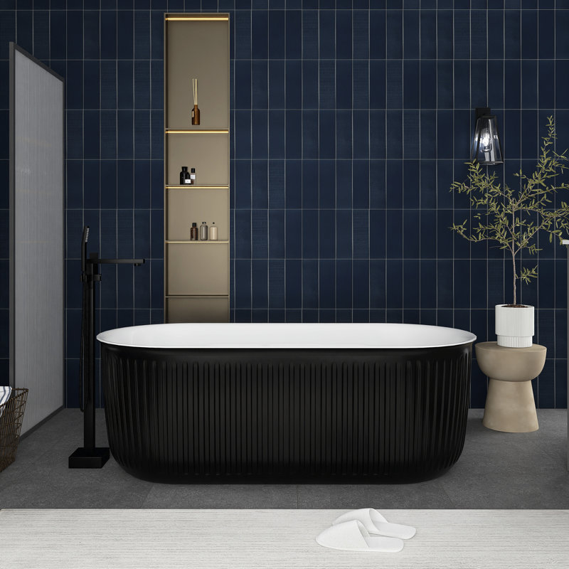 Baignoire de trempage autoportante en acrylique 67 po. X 31 po., Noir