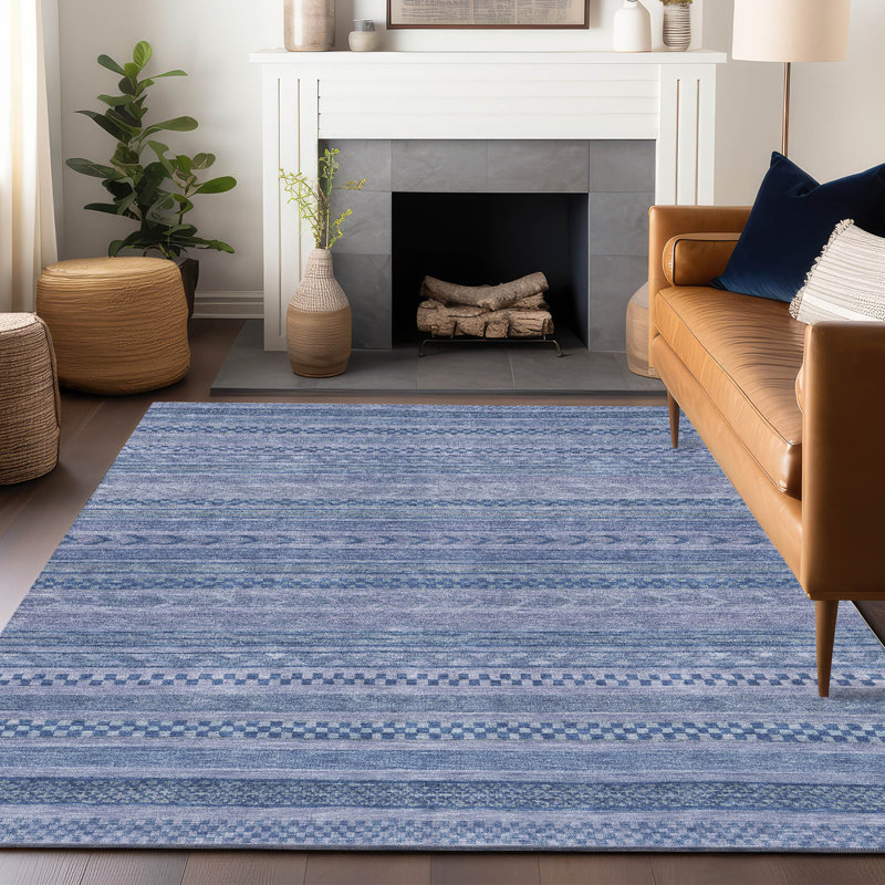 Machine Washable Indoor/Outdoor Claudian ACN1625 Denim Rug, Rectangle 9' x 12'