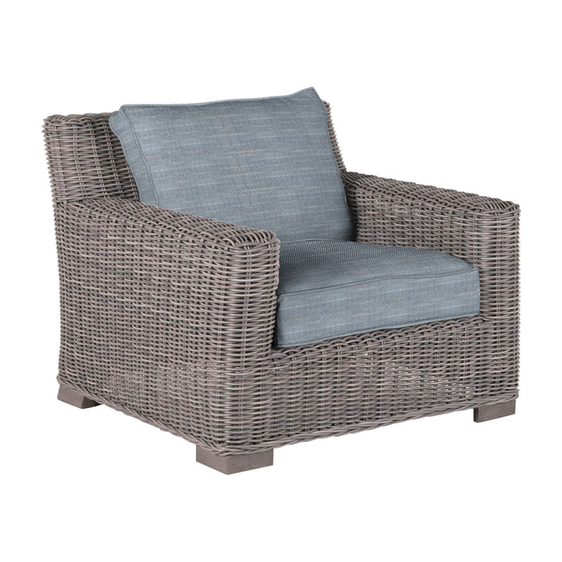 Rustic Woven Lounge Chair, Rollo Chambray, Welt, Oyster