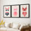 Toile rétro sur toile tendue avec cadre rétro "Natation I" - 3 pièces