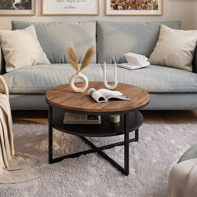 Lottye Frame Coffee Table, Black/Dark Brown
