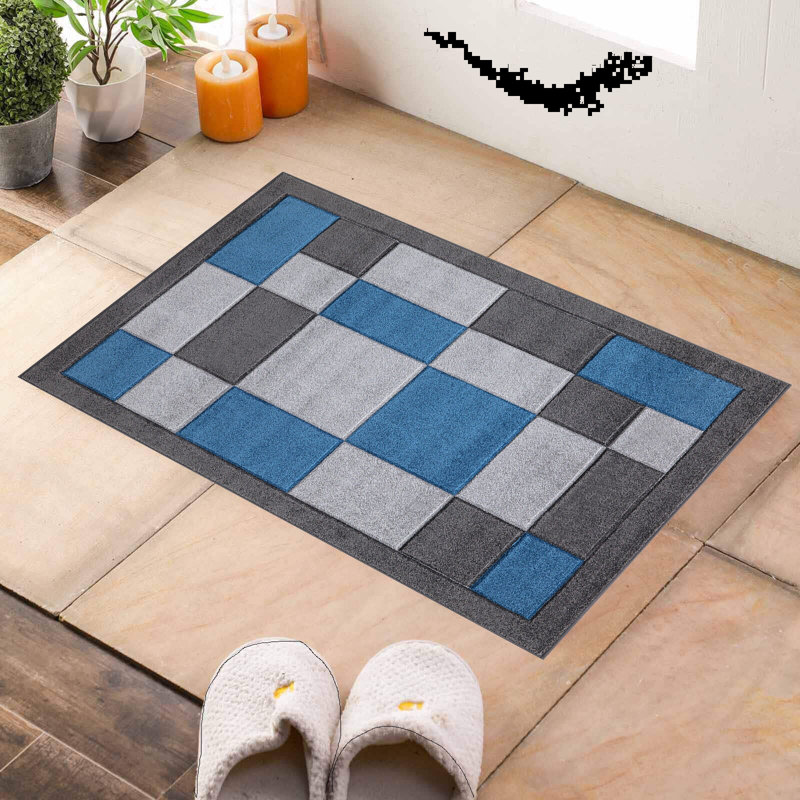 Ceryce Non-Slip Indoor Doormat, Grey/Blue