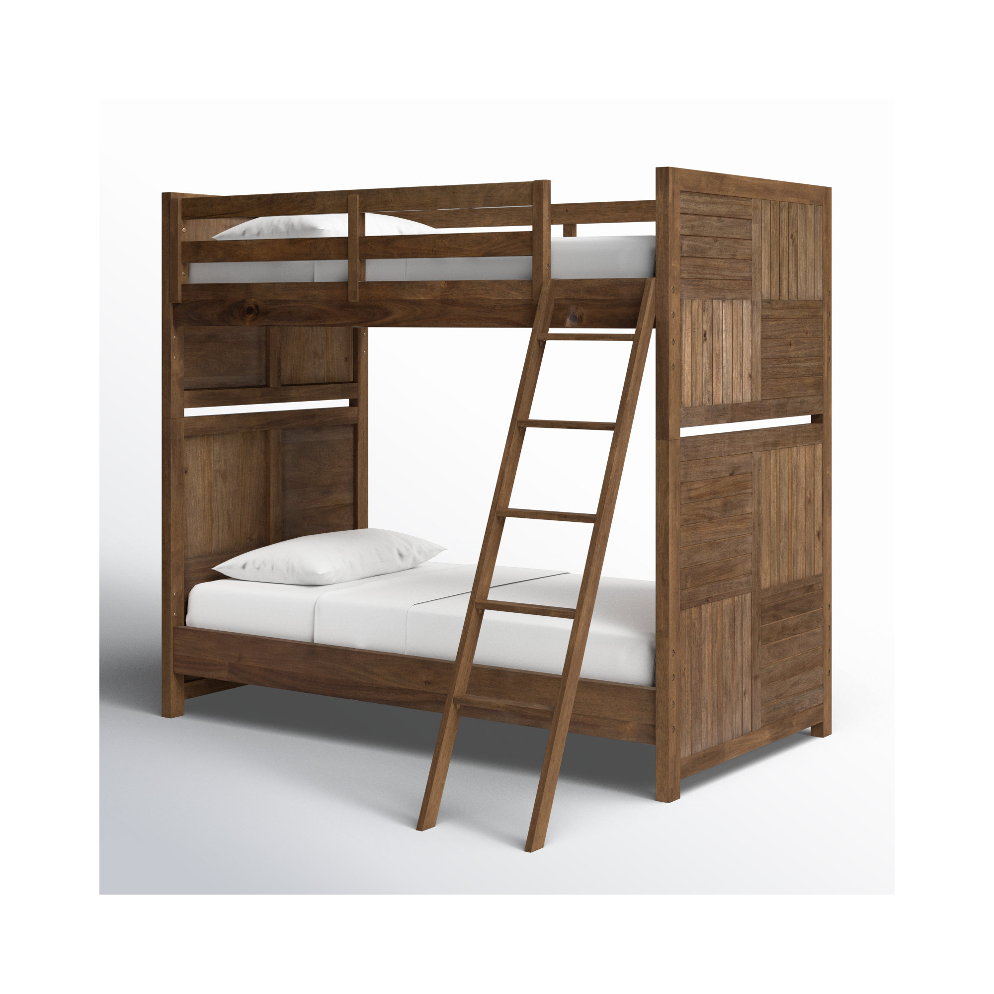 Halley Twin over Twin Solid Wood Standard Bunk Bed, Brown