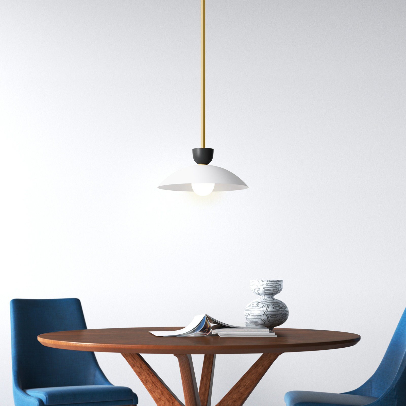Viera Single Light Metal Pendant, 7" H x 14" W x 14" D, Aged Brass