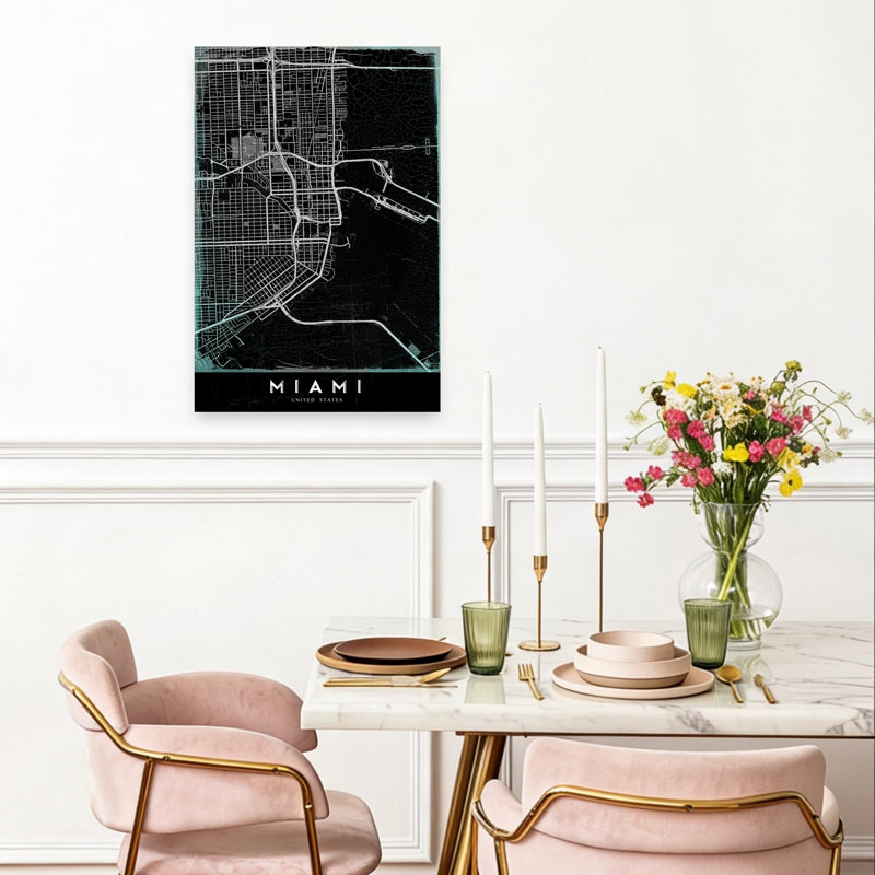 «Miami City Outline Contemporary City Architecture», reproduction d'art murale, H 24 po x l 16 po