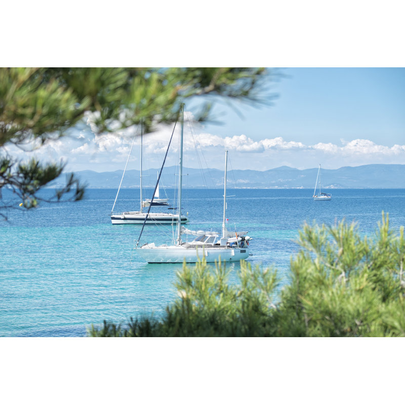 Sailboats On French Riviera - Wrapped Canvas Print, 81cm H x 122cm W x 3.8cm D