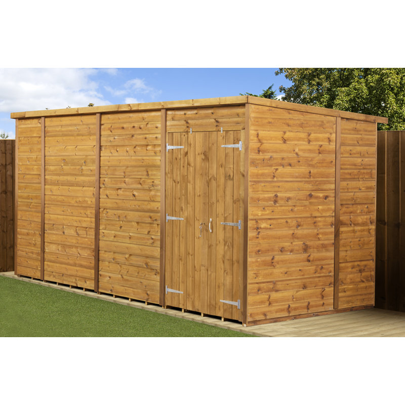 Modular Pent Garden Shed 14X6 No Windows  Double Door