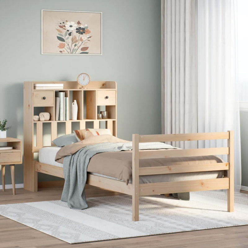Ludowici Solid Wood Bed, 100 cm W x 200 cm L, Natural