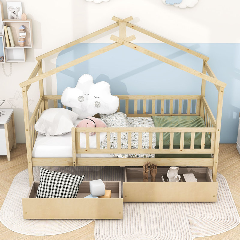 Velida Twin Daybed with Two Drawers, Natural, Twin