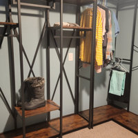 L Shaped Clothing Rack Freestanding Closet Organizers with Storage Shelves  and 4 Hanging Rods, 47.24 L x 47.24 W x 78.74 H - Yahoo Shopping