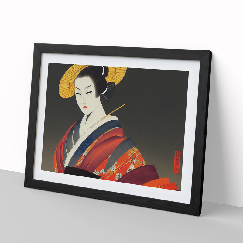 Desirable Geisha - Single Picture Frame Print, Black, 46cm H x 64cm W