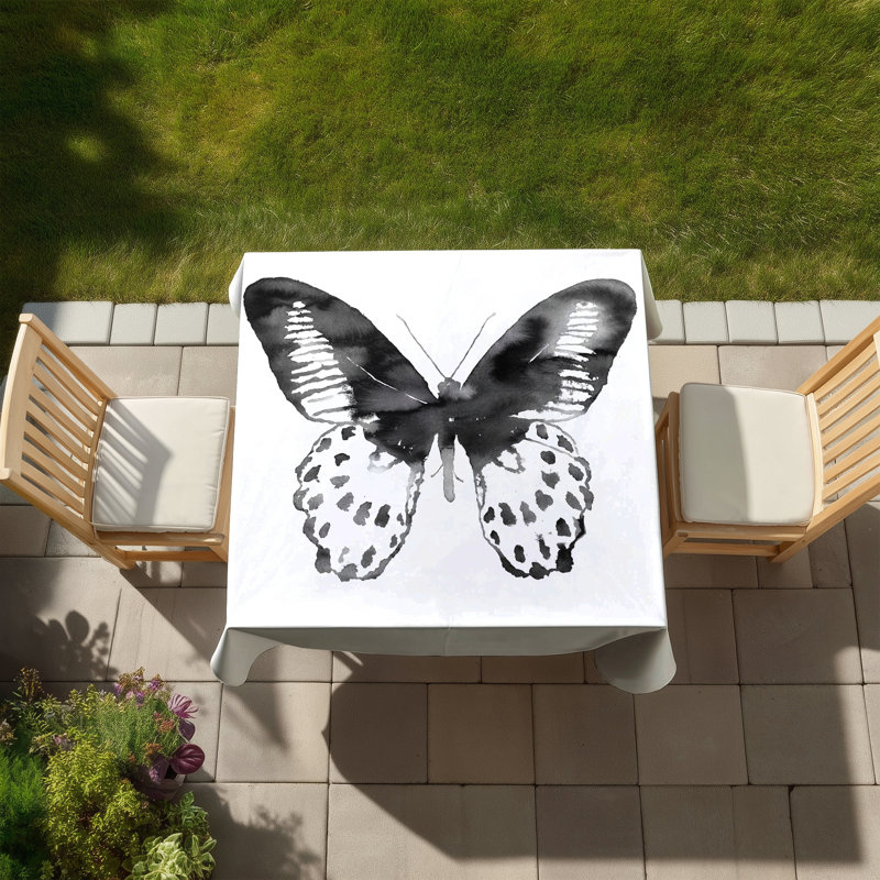 White Insect Tablecloth - Black Butterfly Home Decor