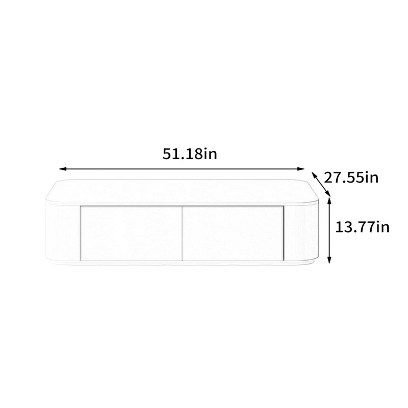 Table basse de style crème avec bois d'eucalyptus, H 13,77 po x L 51,18 po x l 27,55 po