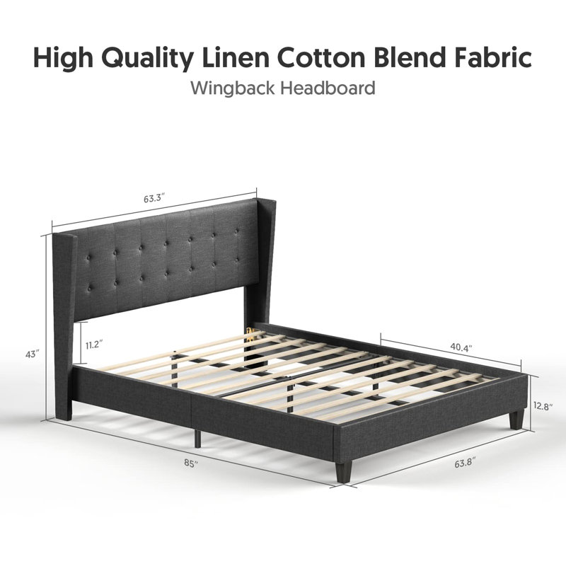Tolson Tufted Platform Bed, Dark Gray, Full