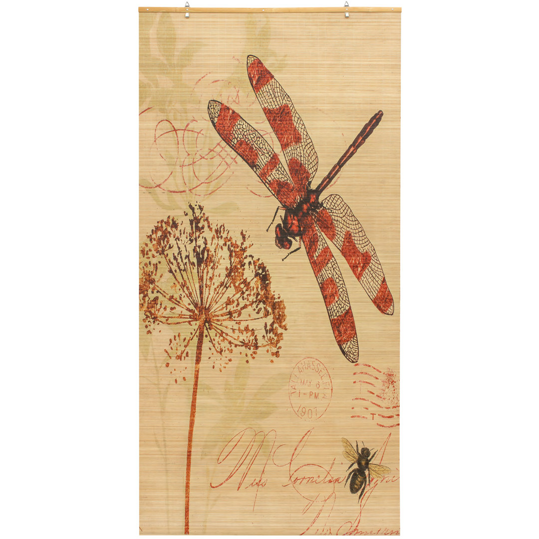 Bamboo Window - Dragonfly Semi-Sheer Brown/Red Roman Shade Winston Porter Length &