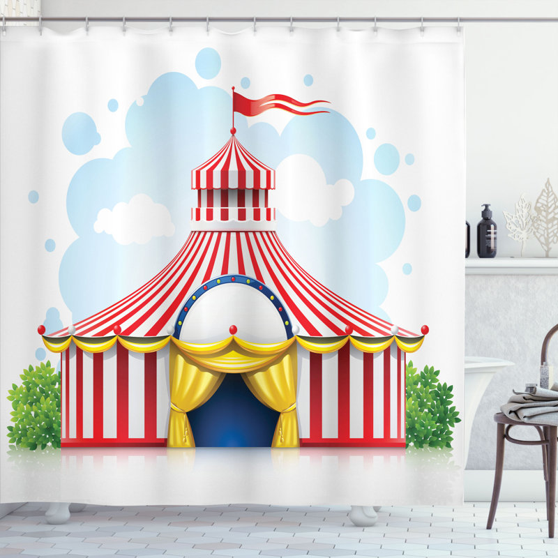 Ensemble de rideau de douche avec crochets cirque, H 70 po x l 69 po