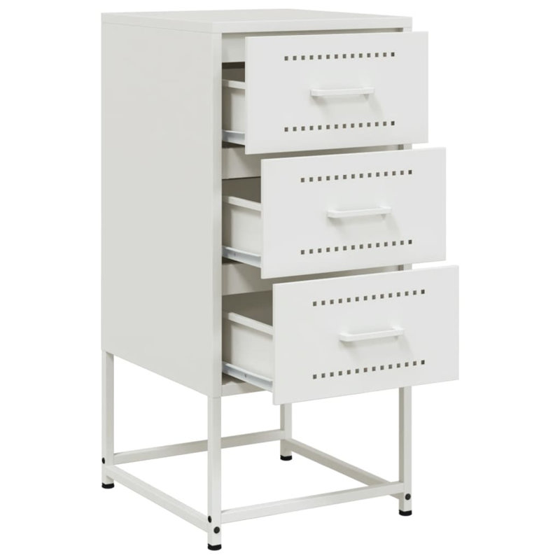 Raddatz 36cm W Steel Bedside Table, White, Individual