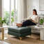 Pouf en similicuir vert, tabouret de luxe capitonné à la main avec pieds en métal élégants