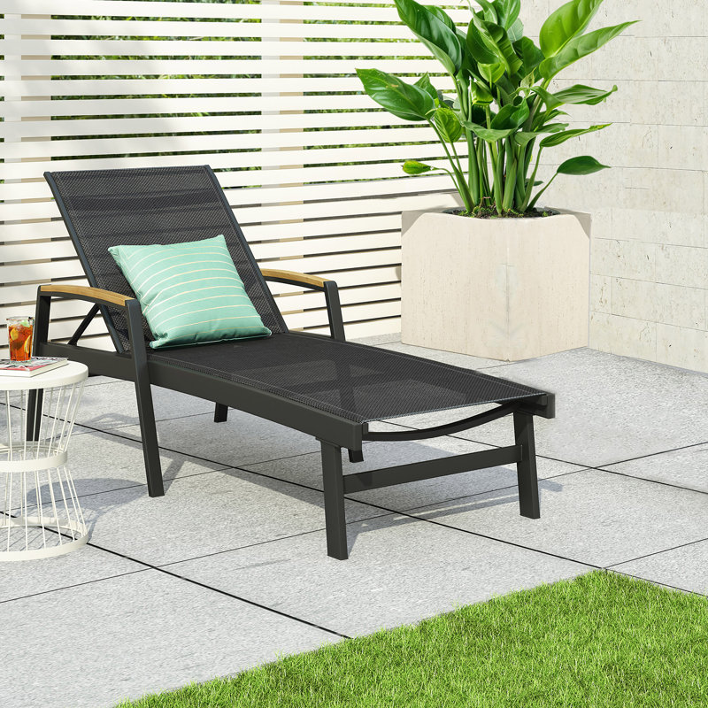 Chaise longue en filet Alfredo, Noir/naturel