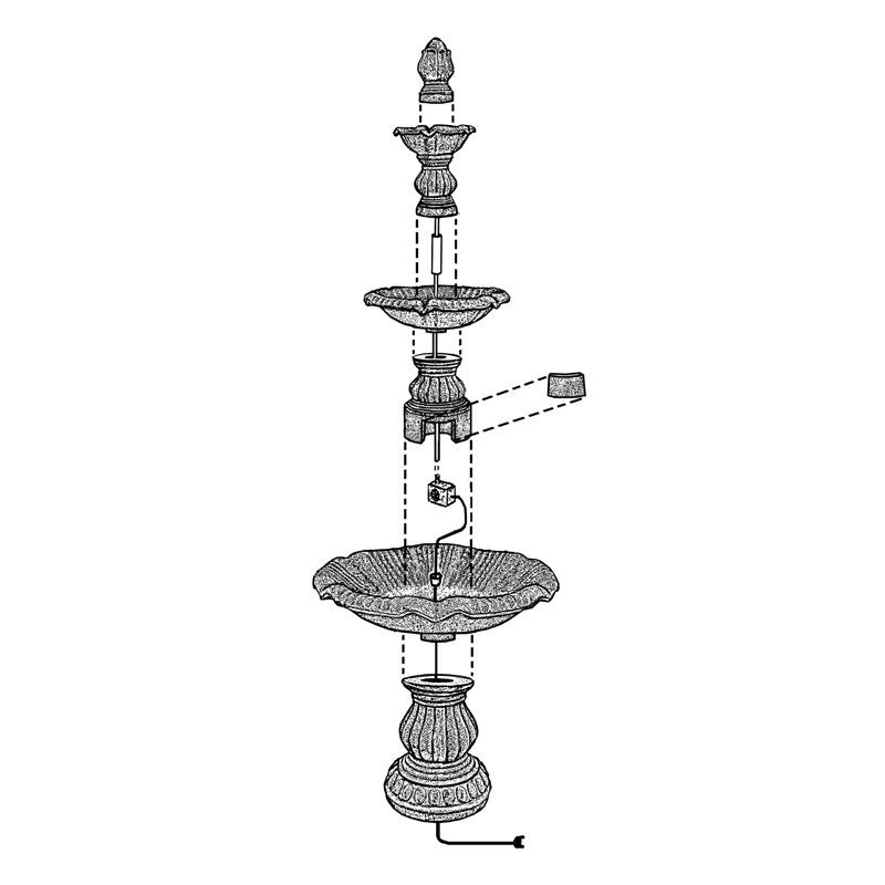Rialto Cast Stone Tiered Fountain, Forest Brown