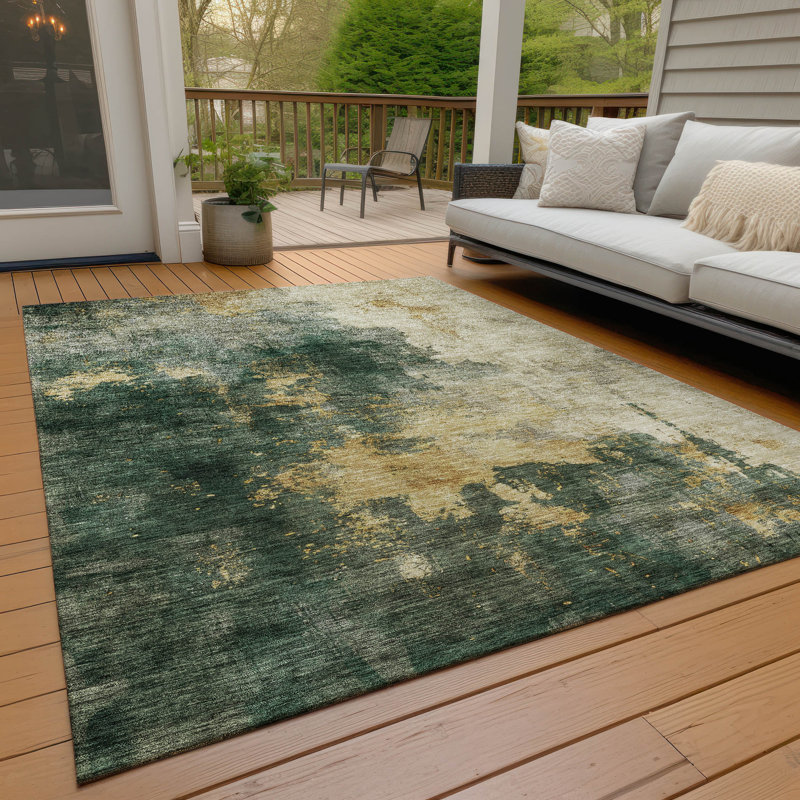 Machine Washable Indoor/Outdoor Chayil ACN1073 Aloe Rug, Rectangle 9' x 12'