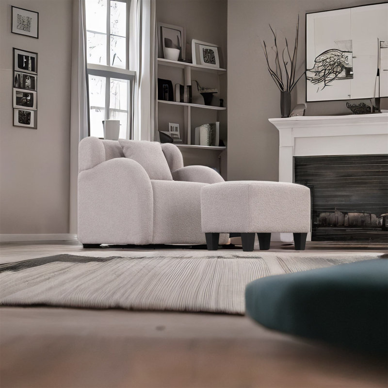 Fauteuil club pivotant avec repose-pieds 33,5 po Richt, Velours gris