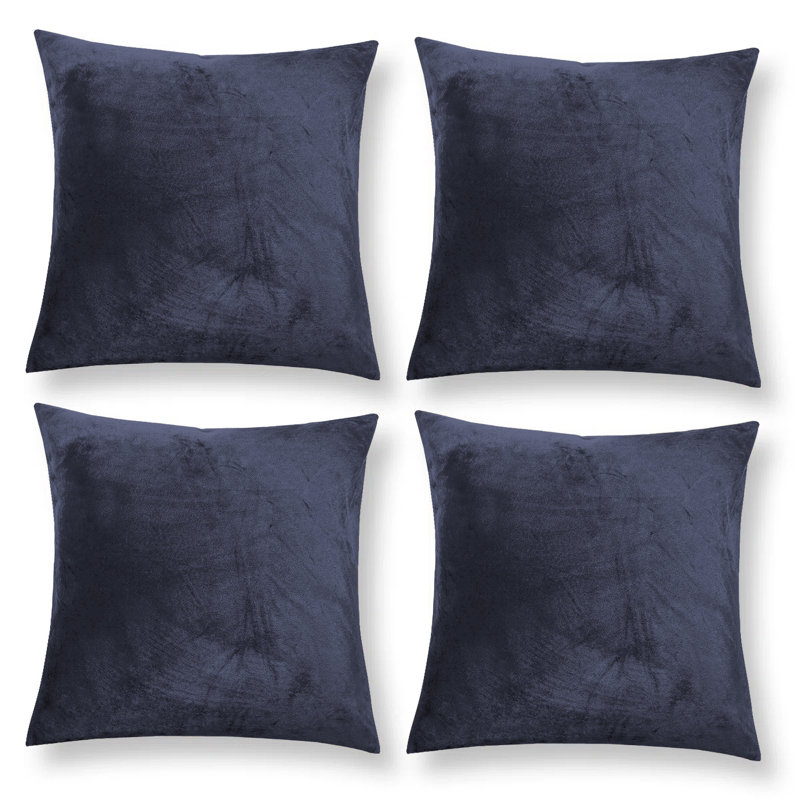 Heavy Crushed Classic Velvet Throw Pillow Cover (Pack of 4), Charcoal