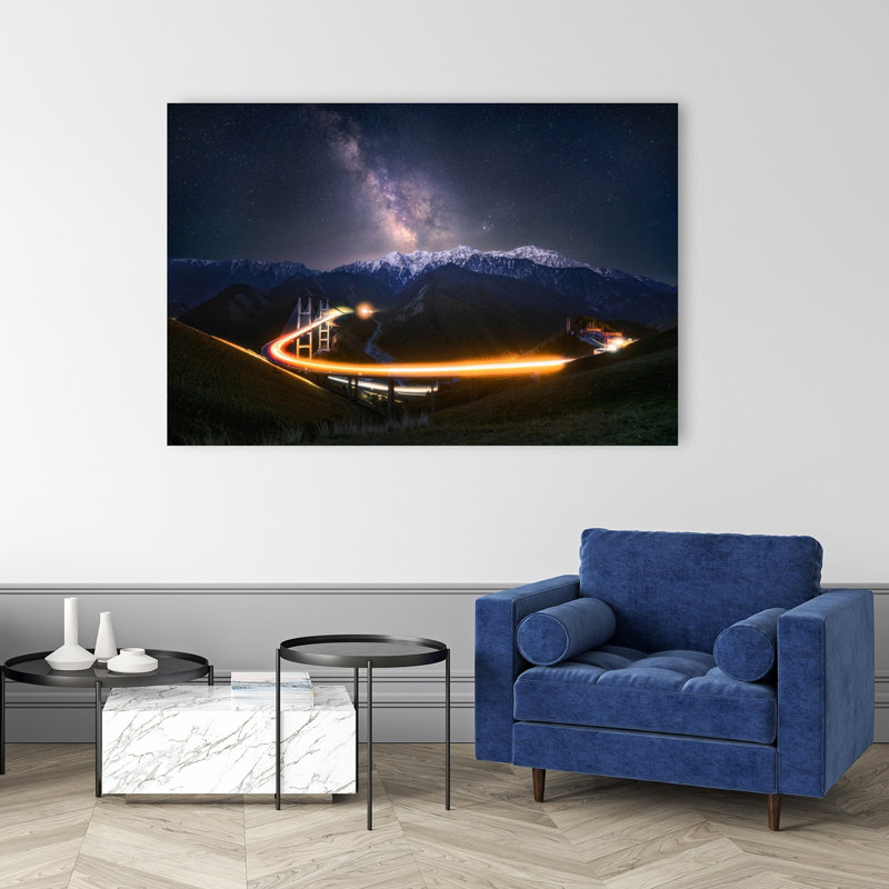 " Milky Way Bridge Trails Dramatic Abstract Contemporary Landscape Mountain Wall Art Print " Print, 40" H x 60" W