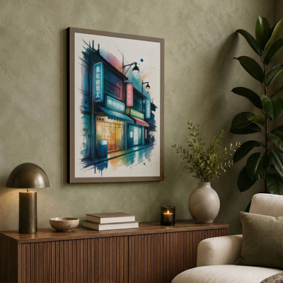 Dusk in Tokyo Japandi - Wrapped Canvas