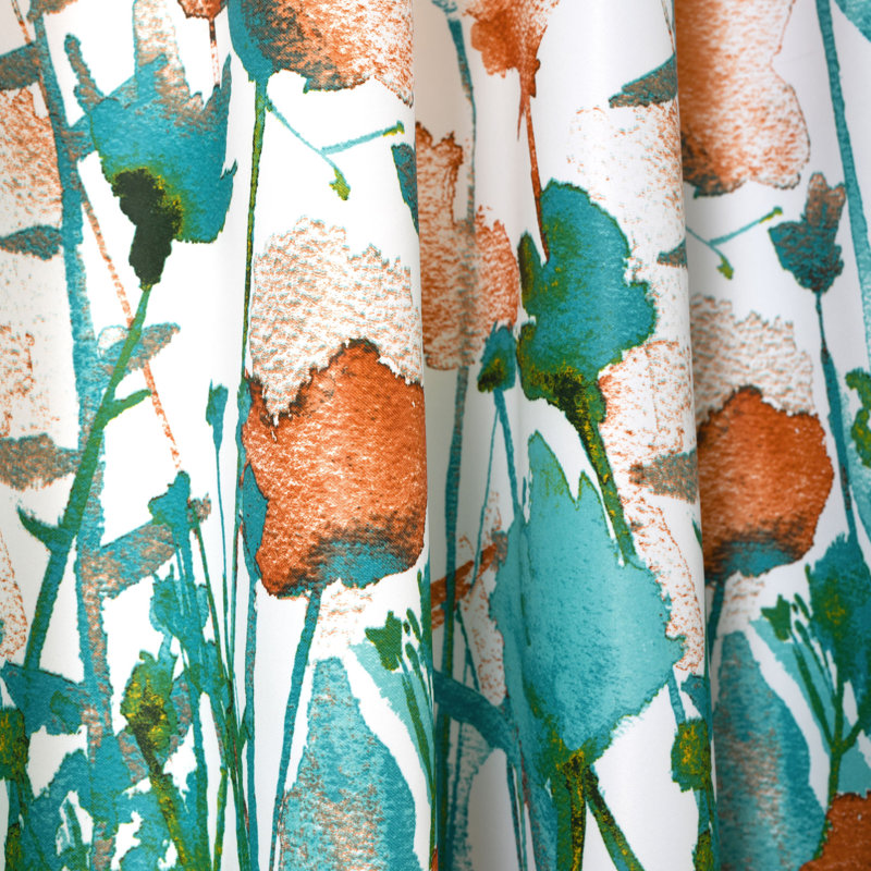 Room Darkening Curtain Pair, Turquoise/Orange