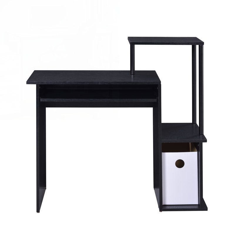 Lyphre Computer Desk with Storage, Black, 34.5" H x 37.5" W x 16.5" D