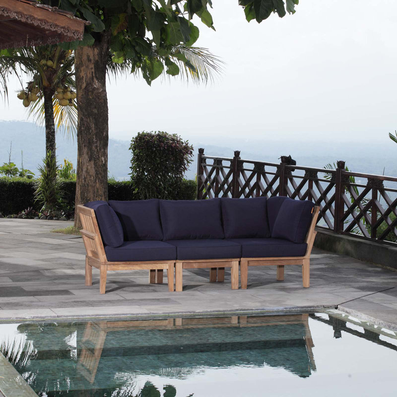 Ensemble de patio d'extérieur 3 pièces Modway Marina, Bleu marine